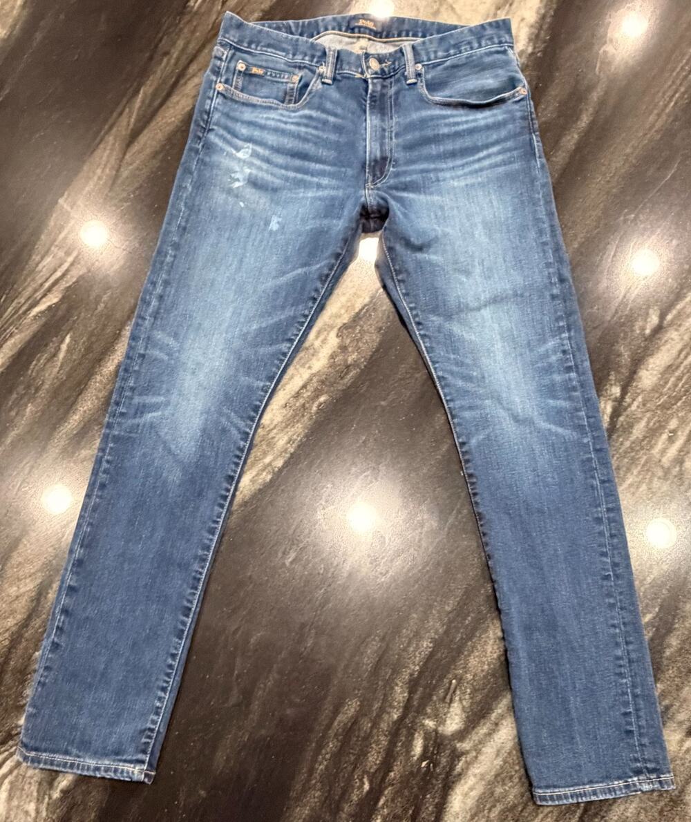 Polo Ralph Lauren Sullivan Slim Jeans Mens 32x32 Stretch Medium Wash Whiskered
